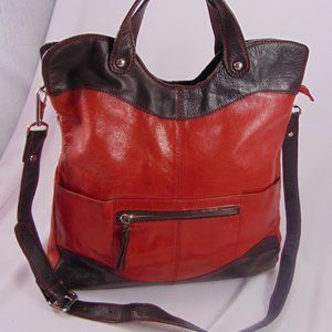 Nino Bossi Vintage Red & Brown Leather Crossbody